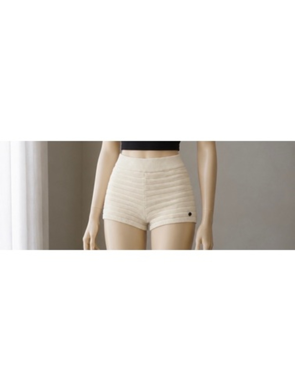 BKE Fade Women’s M Ivory Ribbed Sweater Knit Shorts High Rise Lounge Boho